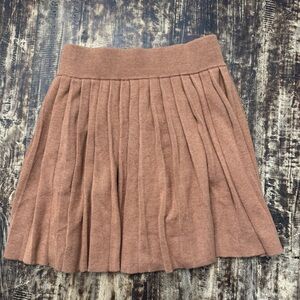 Impressions Tan Mini Skater Skirt with Pleats